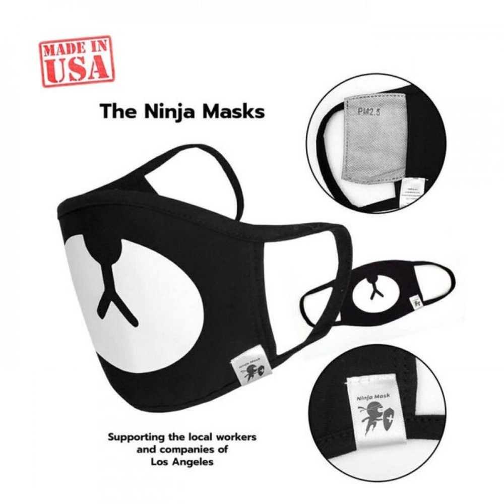 🐼 PANDA FACE MASK. WASHABLE with pocket filter.